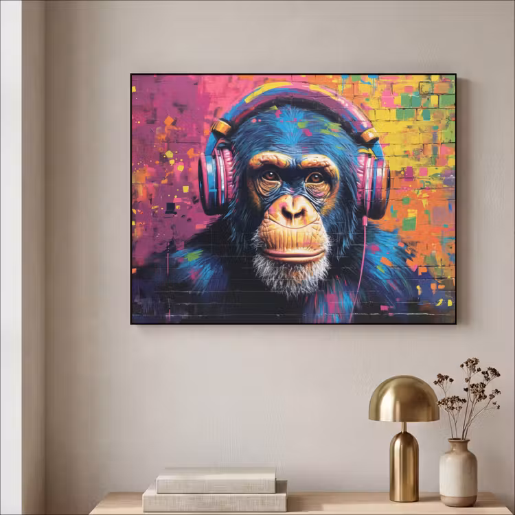 Art Frame - Graffiti - Chimpansee - Street art - Koptelefoon - Aap — 3
