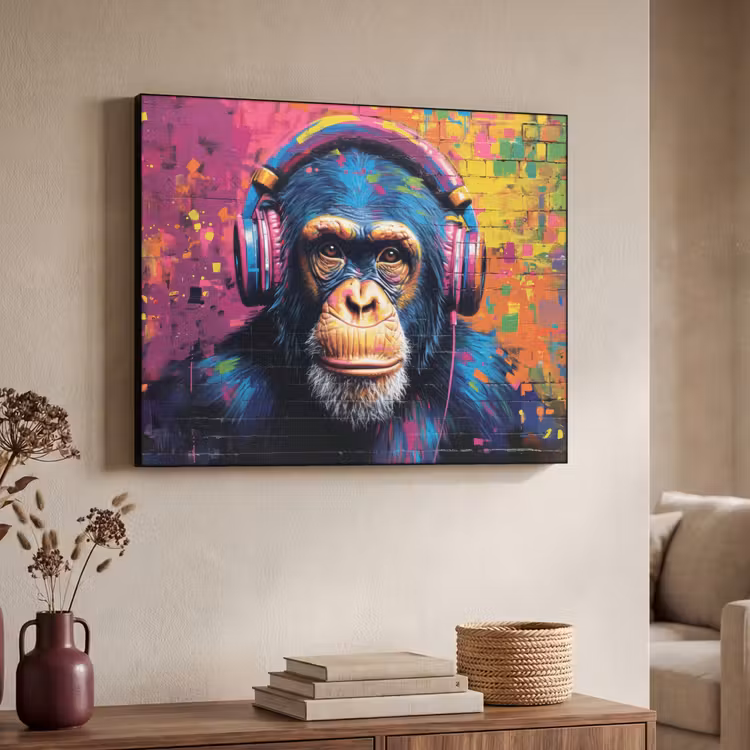 Art Frame - Graffiti - Chimpansee - Street art - Koptelefoon - Aap — 4