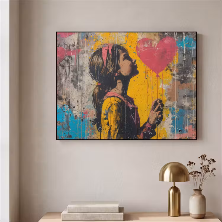 Art Frame - Graffiti - Meisje - Ballon - Street art — 3