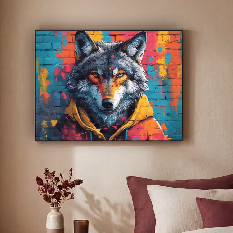 Art Frame - Graffiti - Wolf - Street art - Blauw — 2