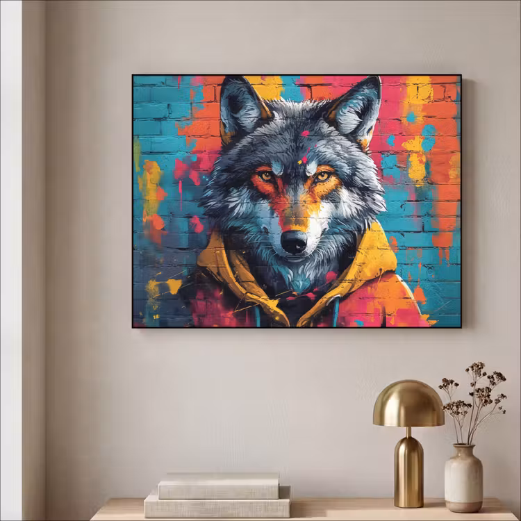 Art Frame - Graffiti - Wolf - Street art - Blauw — 3