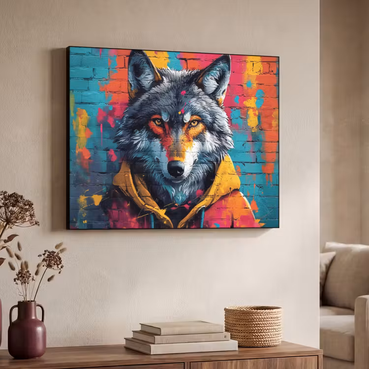 Art Frame - Graffiti - Wolf - Street art - Blauw — 4