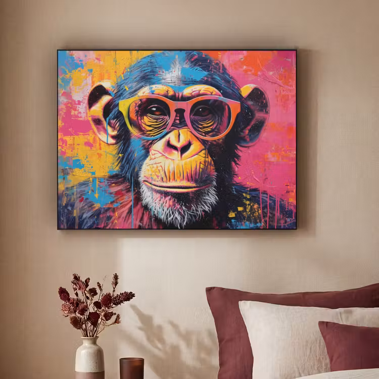 Art Frame - Graffiti - Chimpansee - Aap - Bril - Kleurrijk — 2