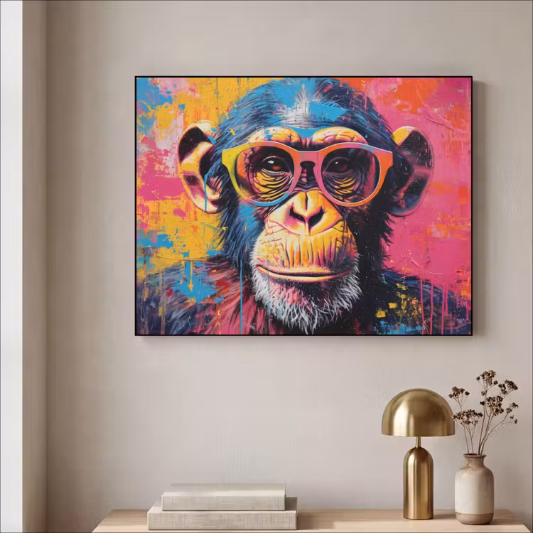 Art Frame - Graffiti - Chimpansee - Aap - Bril - Kleurrijk — 3