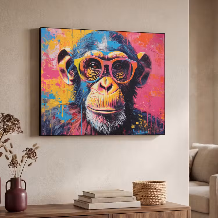 Art Frame - Graffiti - Chimpansee - Aap - Bril - Kleurrijk — 4