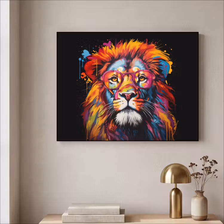 Art Frame - Graffiti - Leeuw - Bril - Zwart - Kleurrijk — 3
