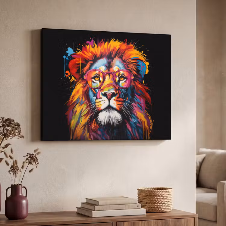 Art Frame - Graffiti - Leeuw - Bril - Zwart - Kleurrijk — 4