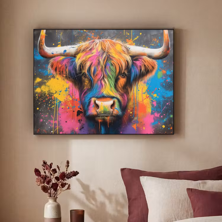 Art Frame - Graffiti - Schotse hooglander - Koe - Kleurrijk — 2