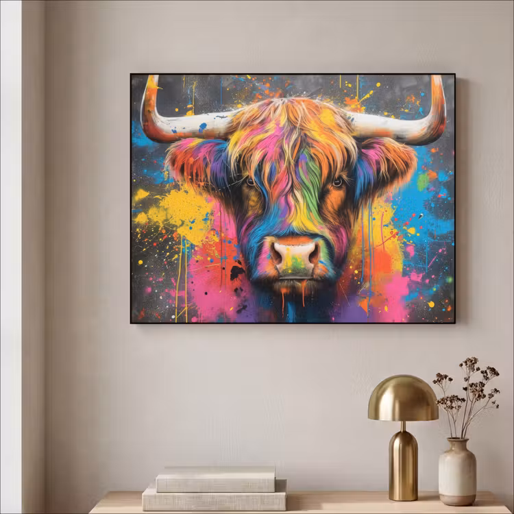 Art Frame - Graffiti - Schotse hooglander - Koe - Kleurrijk — 3