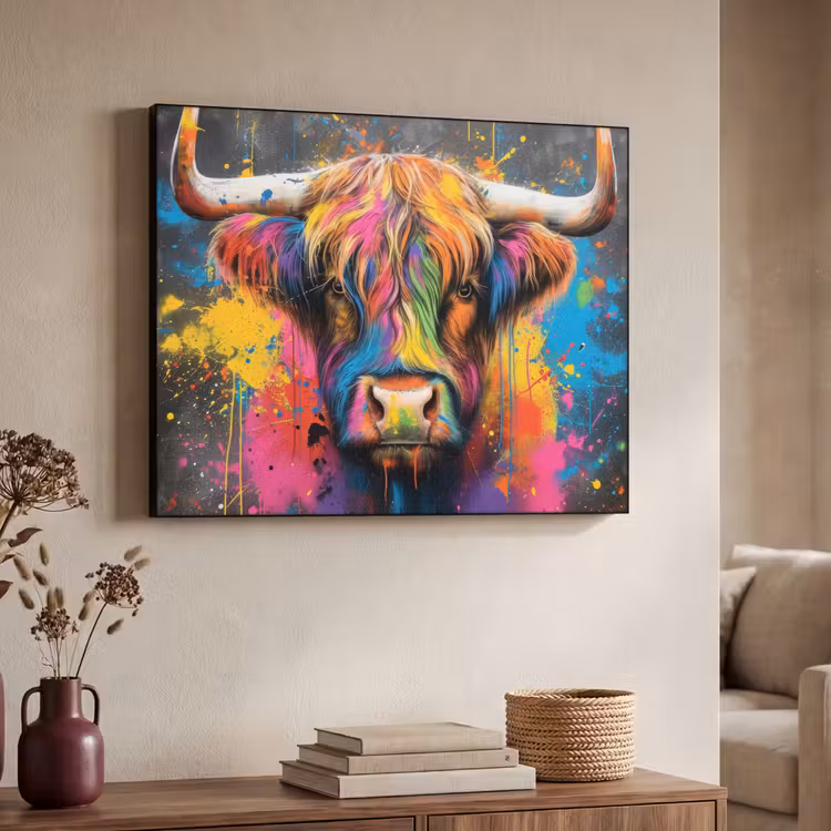 Art Frame - Graffiti - Schotse hooglander - Koe - Kleurrijk — 4