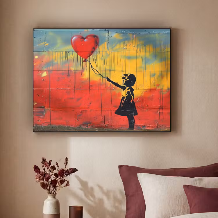 Art Frame - Banksy Style - Kleurrijk - Graffiti - Meisje - Street art — 2