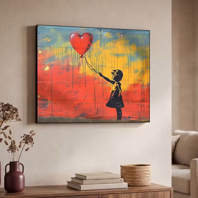 Art Frame - Banksy Style - Kleurrijk - Graffiti - Meisje - Street art — 4