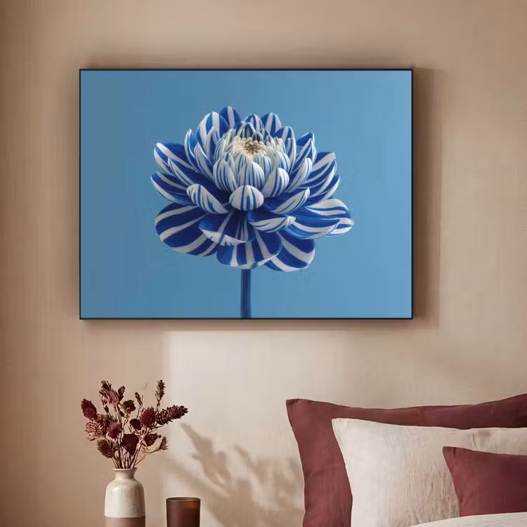 Art Frame - Bloem - Blauw - Bloemblaadjes - Streepjes — 2