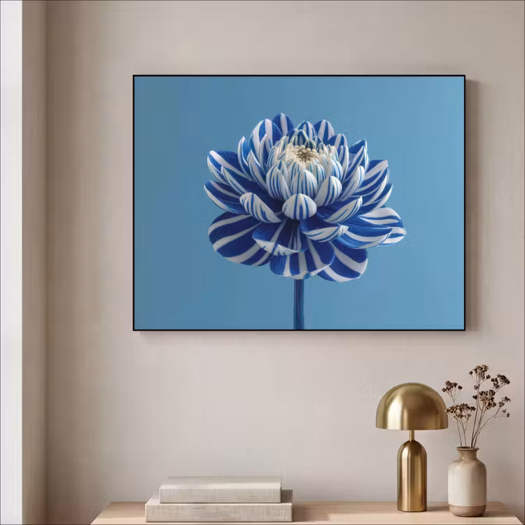 Art Frame - Bloem - Blauw - Bloemblaadjes - Streepjes — 3