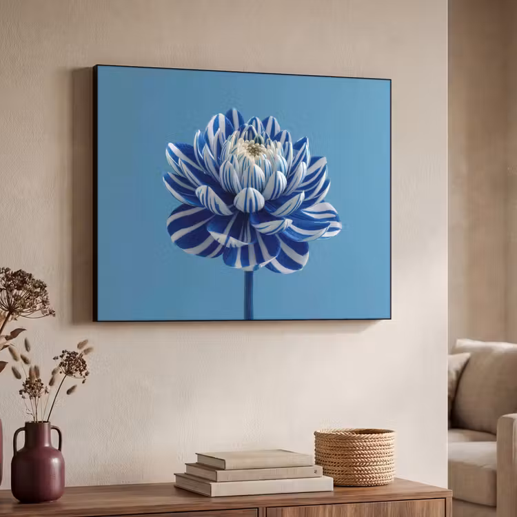 Art Frame - Bloem - Blauw - Bloemblaadjes - Streepjes — 4