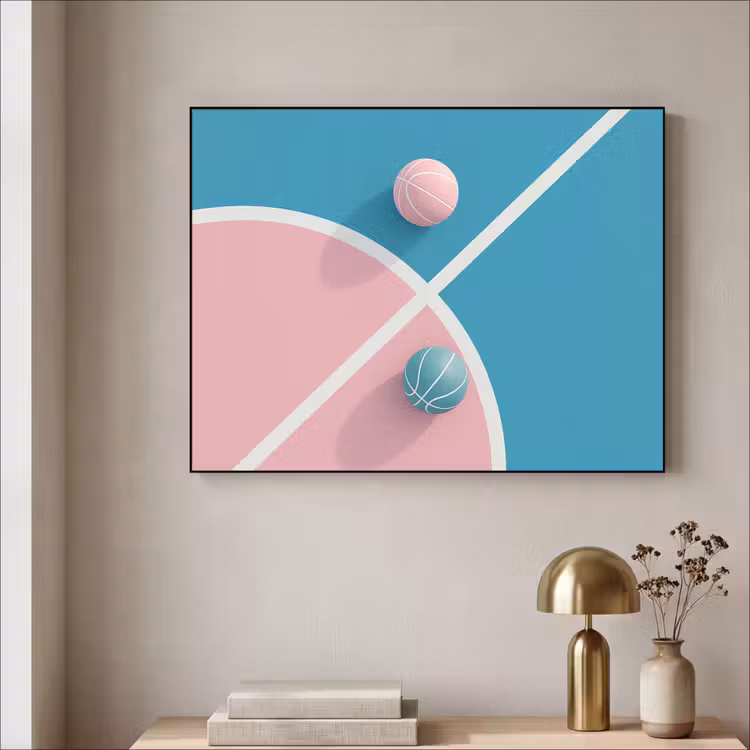 Art Frame - Basketbal - Pastel - Roze - BLauw — 3