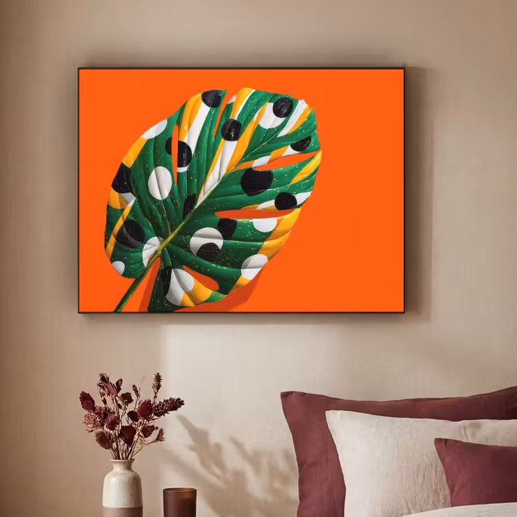 Art Frame - Blad - Oranje - Stippen - Kleurrijk — 2