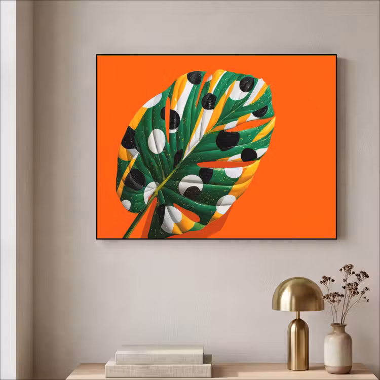 Art Frame - Blad - Oranje - Stippen - Kleurrijk — 3