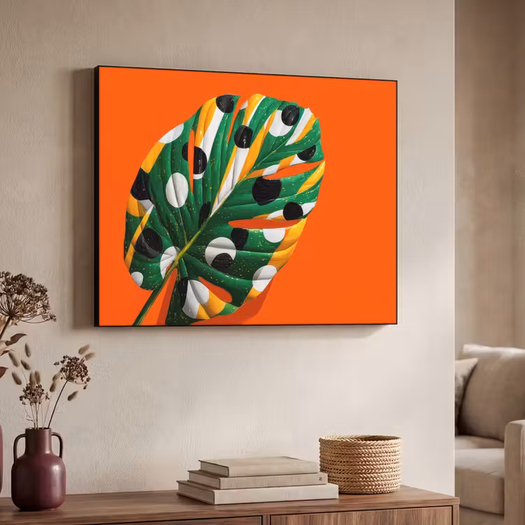 Art Frame - Blad - Oranje - Stippen - Kleurrijk — 4