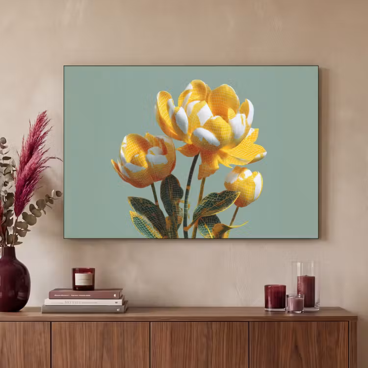 Art Frame - Bloemen - Geel - Bladeren - Structuur — 2