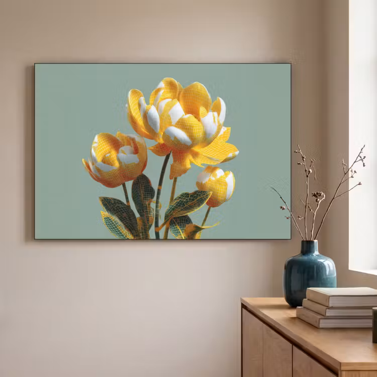 Art Frame - Bloemen - Geel - Bladeren - Structuur — 3
