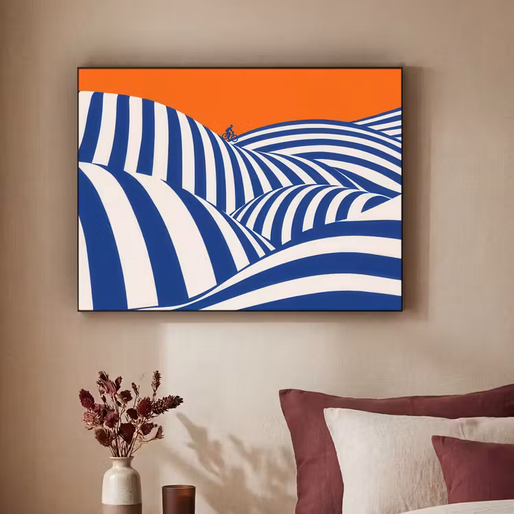 Art Frame - Fietser - Heuvels - Strepen - Blauw — 2