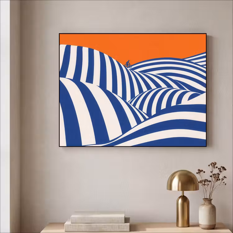 Art Frame - Fietser - Heuvels - Strepen - Blauw — 3