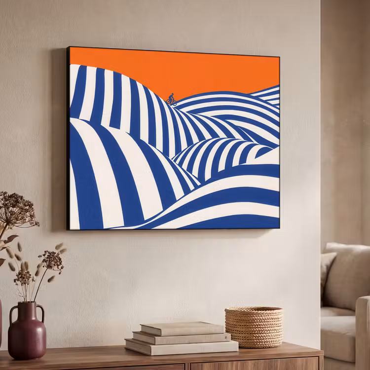 Art Frame - Fietser - Heuvels - Strepen - Blauw — 4