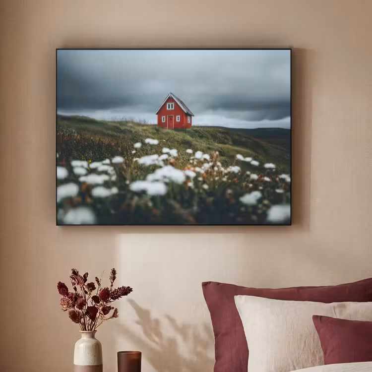 Art Frame - Heuvel - Huisje - Bloemen - Wit — 2