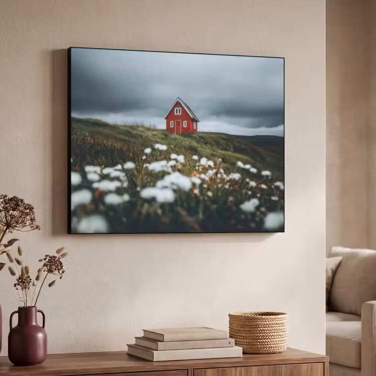 Art Frame - Heuvel - Huisje - Bloemen - Wit — 4