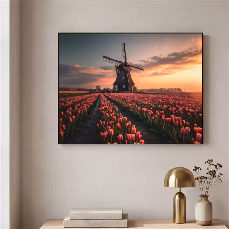 Art Frame - Molen - Zonsondergang - Tulpen - Rood — 3