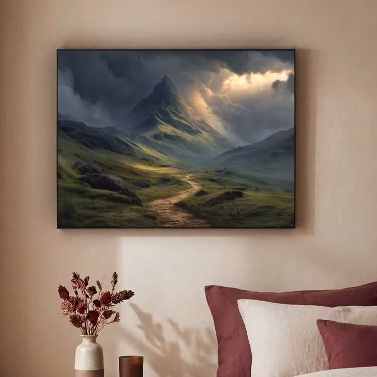 Art Frame - Bergen - Kronkelpad - Groen - Wolken — 2