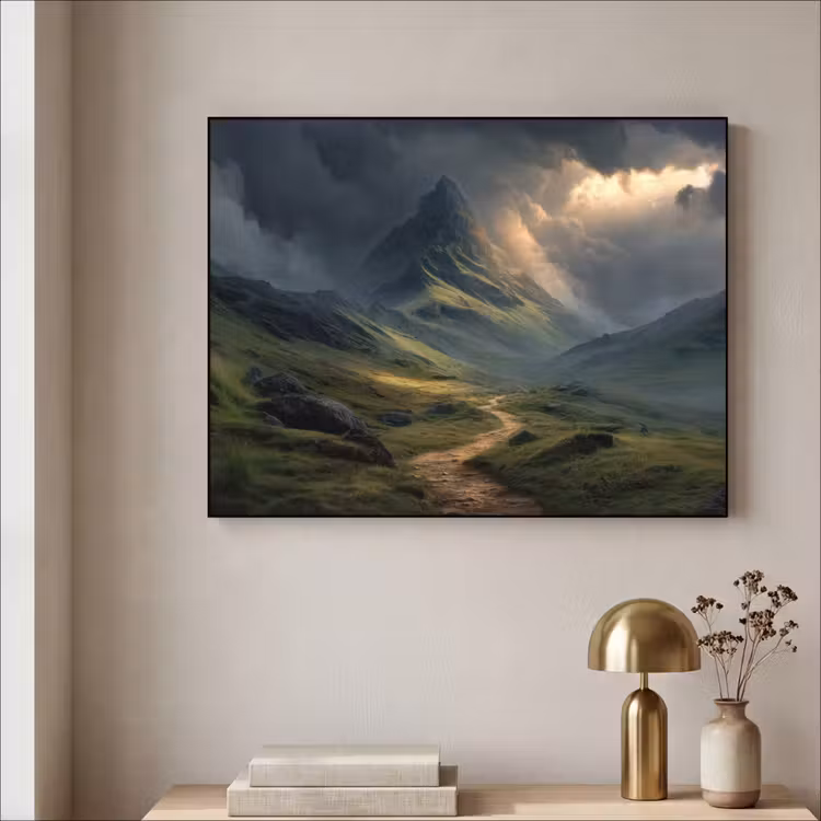 Art Frame - Bergen - Kronkelpad - Groen - Wolken — 3