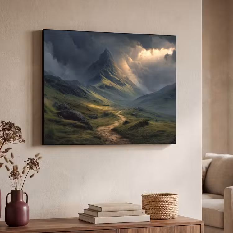 Art Frame - Bergen - Kronkelpad - Groen - Wolken — 4