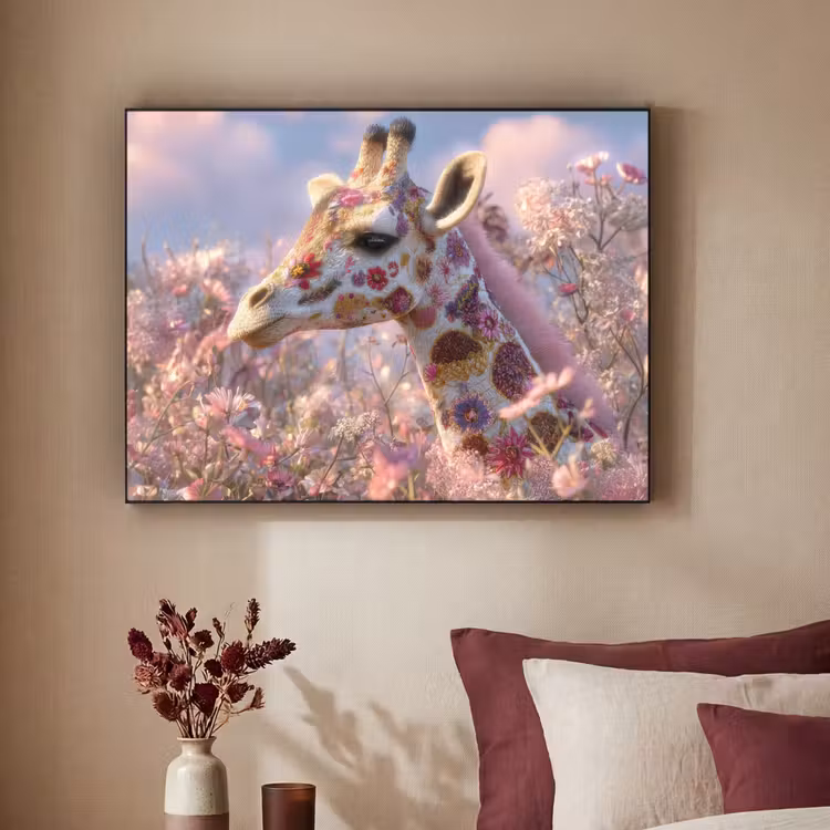 Art Frame - Giraffe - Bloemen - Roze — 2