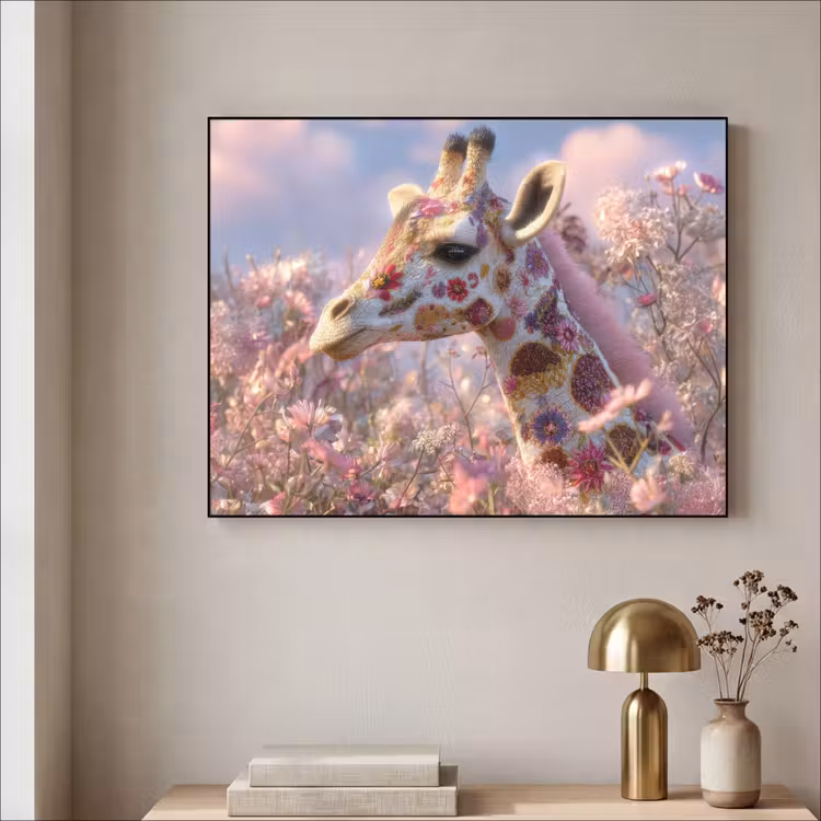 Art Frame - Giraffe - Bloemen - Roze — 3