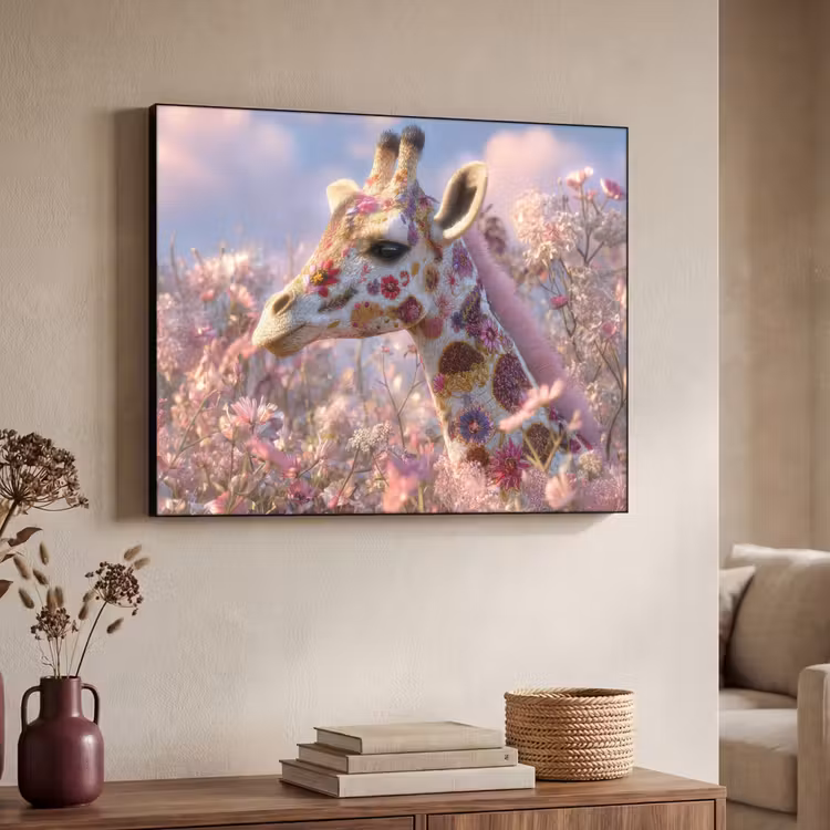Art Frame - Giraffe - Bloemen - Roze — 4