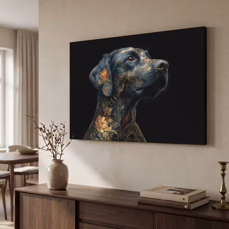 Art Frame - Hond - Zwart - Bloemen — 4