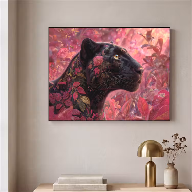 Art Frame - Luipaard - Bloemen - Roze — 3