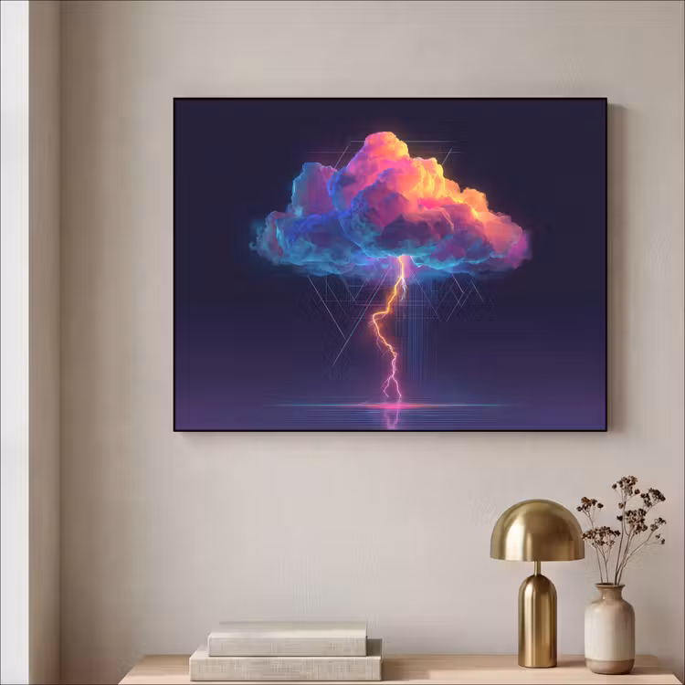Art Frame - Donderwolk - Bliksemschicht - Licht - Blauw — 3