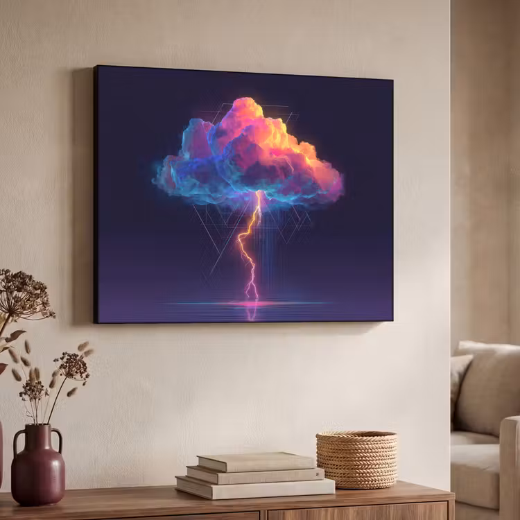 Art Frame - Donderwolk - Bliksemschicht - Licht - Blauw — 4
