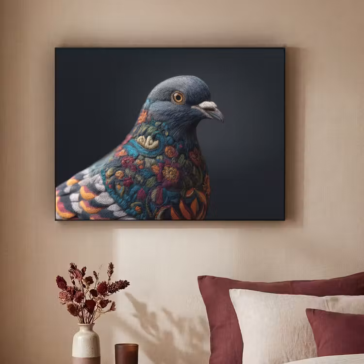 Art Frame - Duif - Bloemen - Zwart — 2