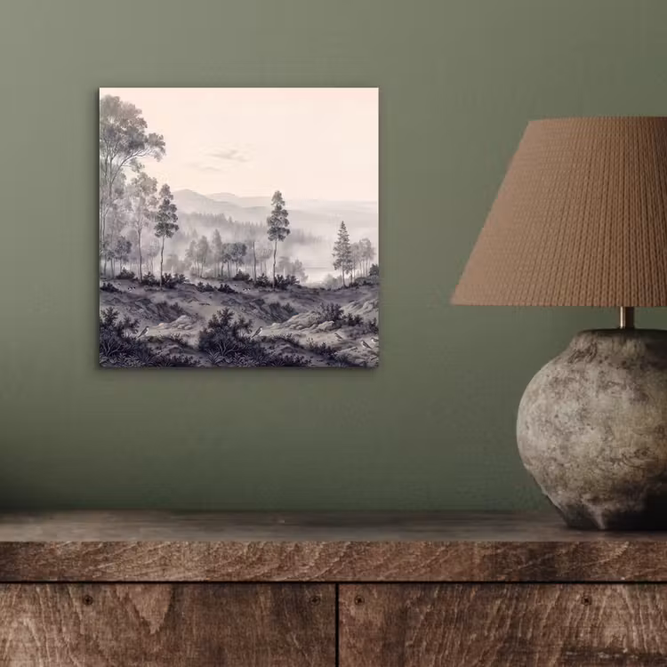 Aluminium schilderij - Mistig - Berglandschap - Illustratie — 3