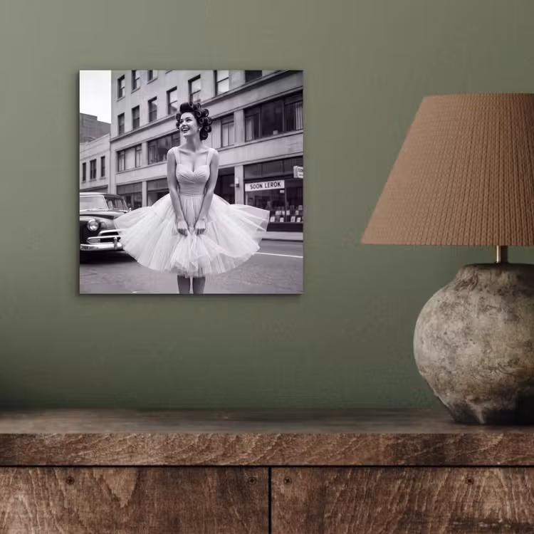 Aluminium schilderij - Retro - Vrouw - Zwart - Wit — 3