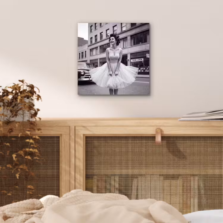 Aluminium schilderij - Retro - Vrouw - Zwart - Wit — 4