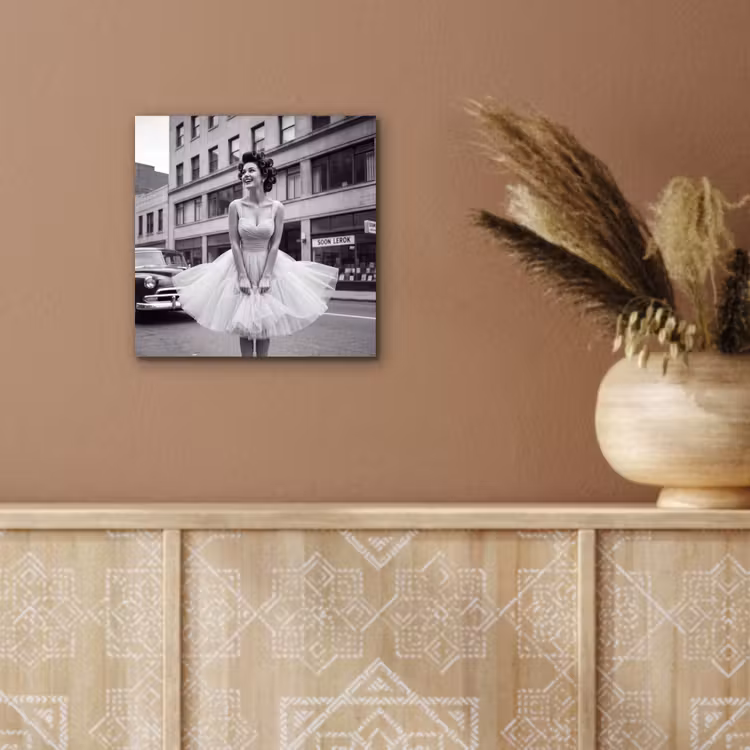 Aluminium schilderij - Retro - Vrouw - Zwart - Wit — 5