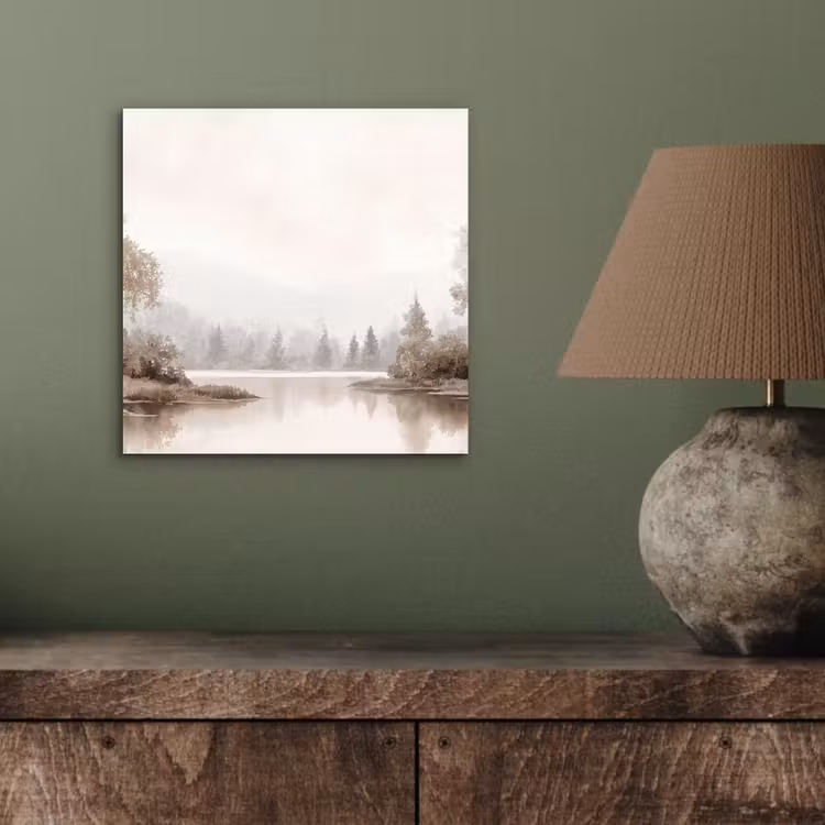 Aluminium schilderij - Rivierlandschap - Minimalistisch - Aardetinten — 3