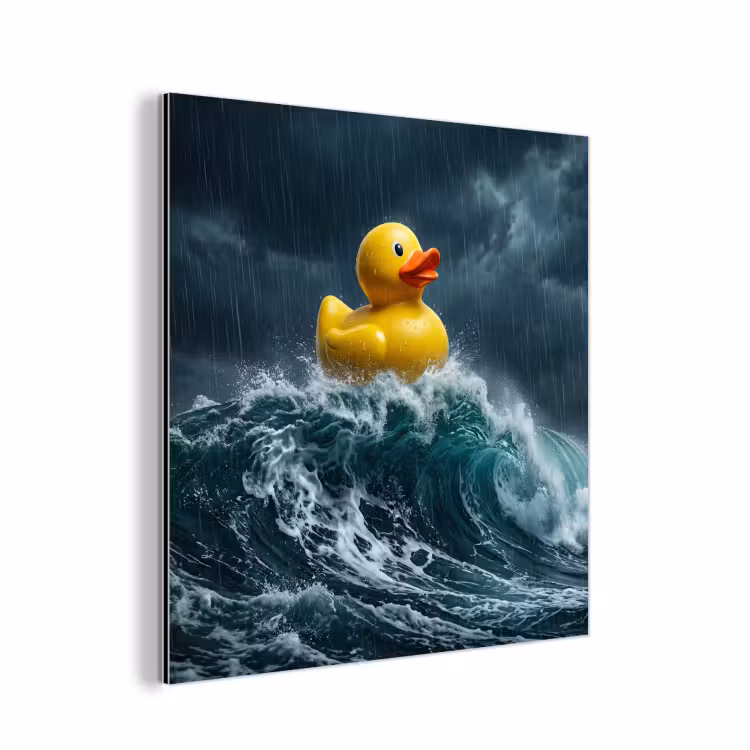 Aluminium schilderij - Storm - Badeend - Golven — 1
