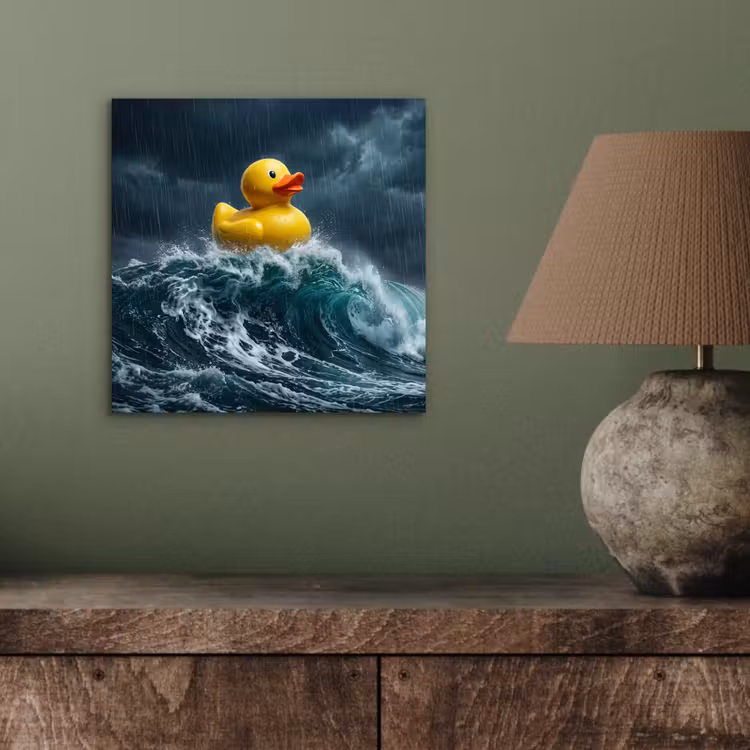 Aluminium schilderij - Storm - Badeend - Golven — 3