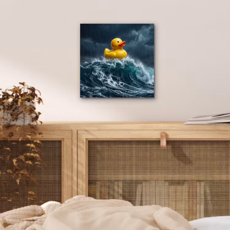 Aluminium schilderij - Storm - Badeend - Golven — 4